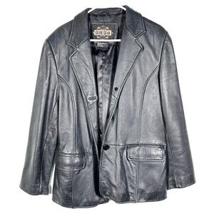 Vintage Guide Gear Leather Jacket Mens M Black Shirt Shacket Western Cowboy